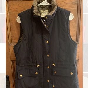 Cambridge Dry Goods Navy Fur-Lined Vest